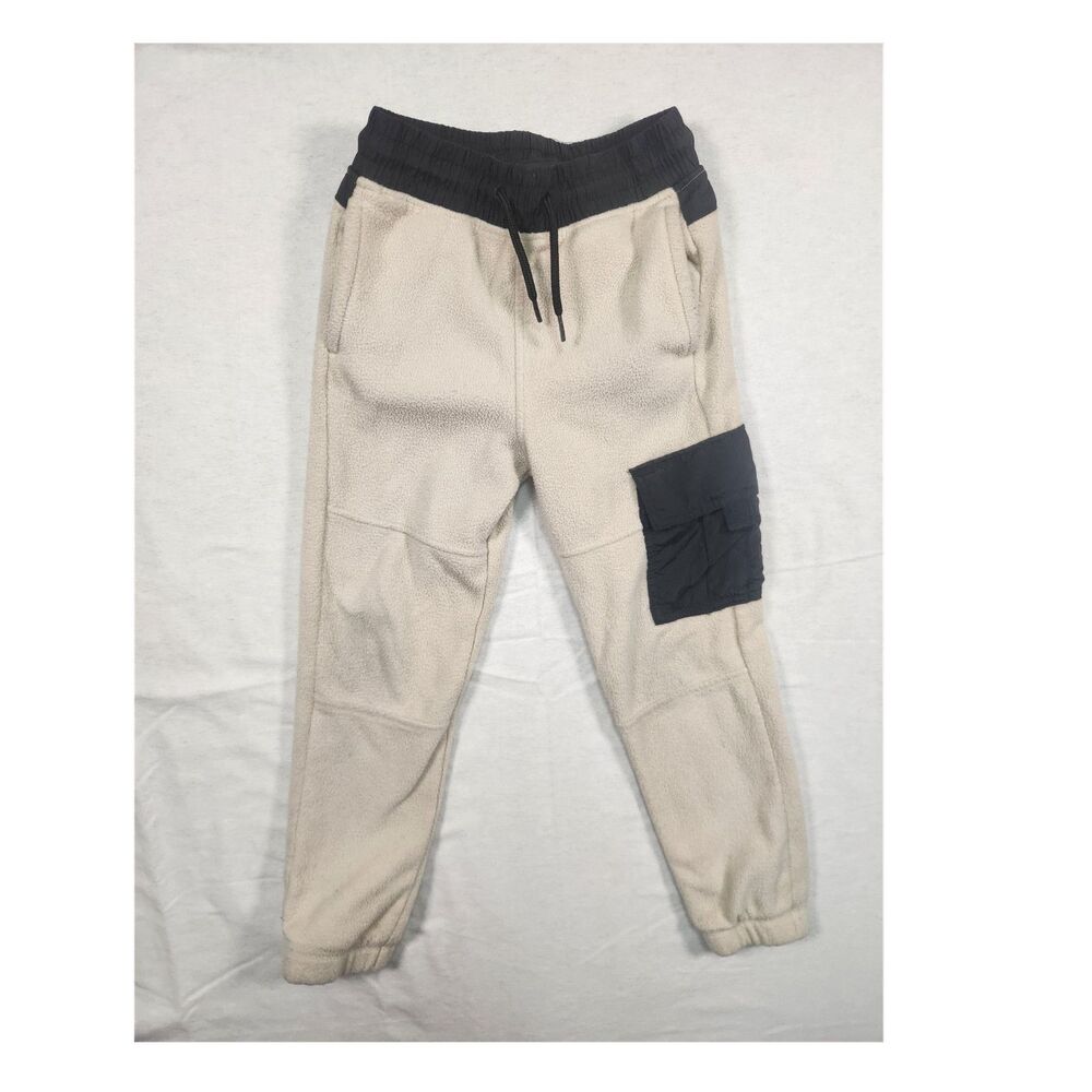 Athletic Works Boys Beige Fleece Jogger Pants M(8) Elastic Waist Pockets